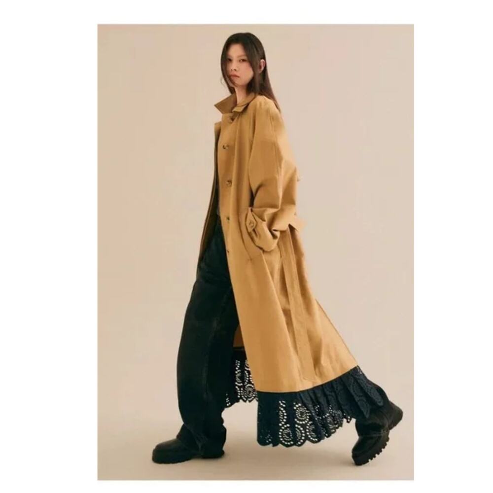 Sea NY Maeve Eyelet Long Sleeve Trench Coat Size XL